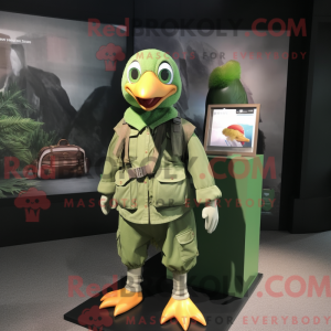 Grøn Quail maskot kostume...