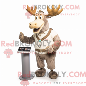 Beige Moose maskot drakt...