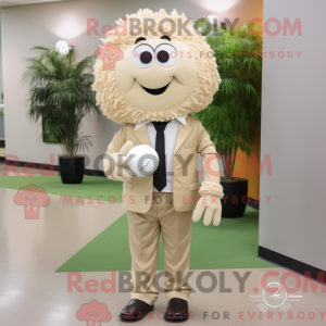 Beige golfbollmaskot drakt...