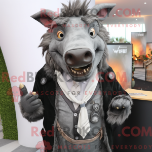 Grå vildsvin maskot kostume...