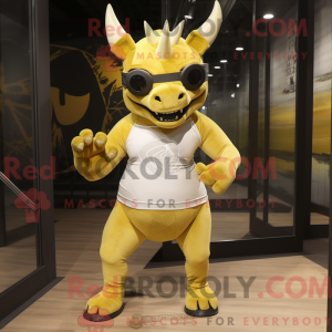 Guld Triceratops maskot...
