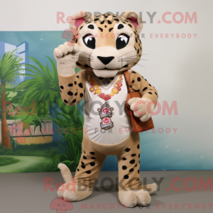Tan Leopard maskot kostume...