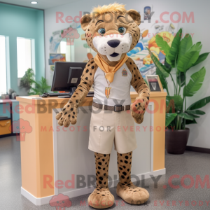 Tan Leopard maskot kostume...
