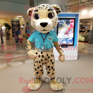 Tan Leopard maskot kostume...