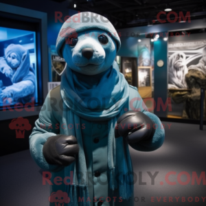 Turquoise Navy Seal mascot...