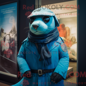 Turquoise Navy Seal mascot...