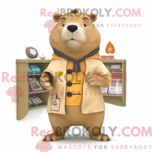 Beige Capybara mascot...