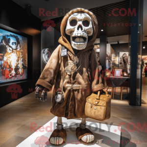 Brun Skull maskot kostume...
