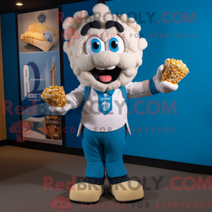 Blå Pop Corn maskot kostume...