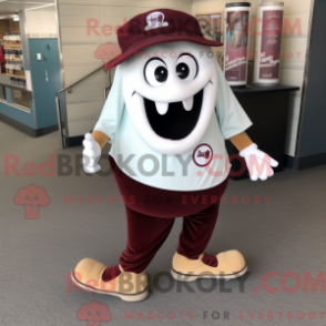 Fantasia de mascote Maroon Clam Chowder com calça capri e presilhas de sapato - Mascotes de Clam Chowder - RedBrokoly.com