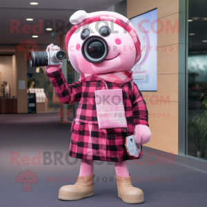 Pink Kamera maskot kostume...