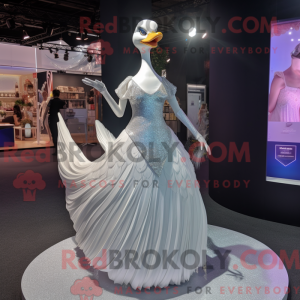 Silver Swan mascot costume...