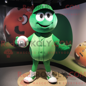 Green Baseball Ball mascot...