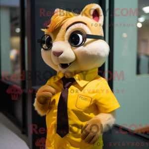 Gul Chipmunk maskot kostume...