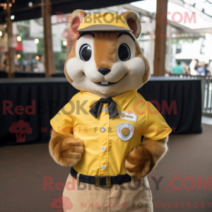 Gul Chipmunk maskot kostume...