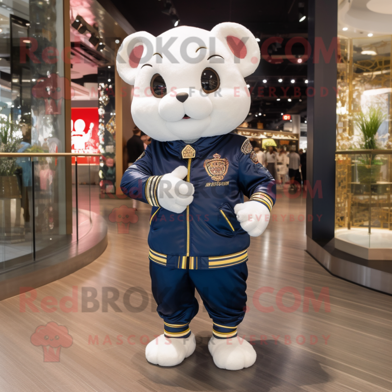 Navy Dim Sum mascot costume character dressed with a Bomber Jacket and Anklets Navy Dim Sum mascot costume character dressed with a Bomber Jacket and Anklets