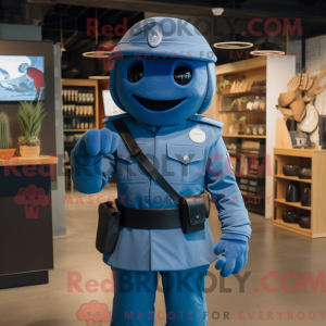 Blue Soldier maskot kostume...