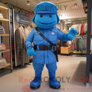 Blue Soldier maskot kostume...