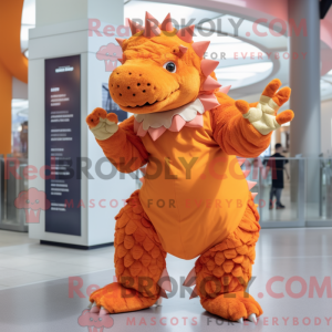 Orange Ankylosaurus maskot...