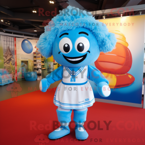 Sky Blue Rugby Ball mascot...