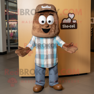 Brown Aglet mascot costume character dressed with a Button-Up Shirt and Beanies