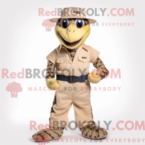 Beige Python maskot kostume...