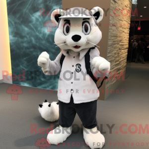 Hvit Civet maskot kostym...