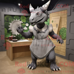 Gray Triceratops mascot...