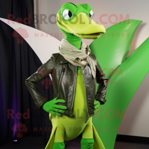 Limegrøn Pterodactyl maskot...