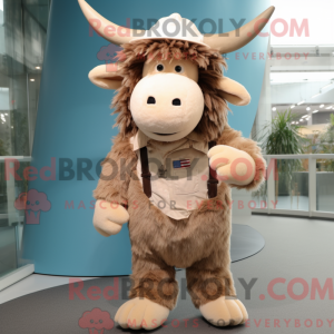 Beige Yak maskot kostume...