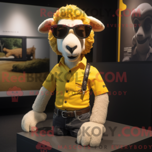 Gold Sheep maskot kostume...