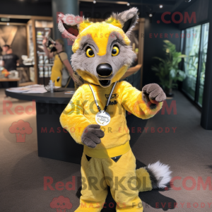 Lemon Yellow Hyena mascot...