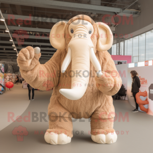 Cream Mammoth mascot costume character dressed with a One-Piece Swimsuit and Gloves
