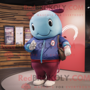Maroon Blue Whale mascot...