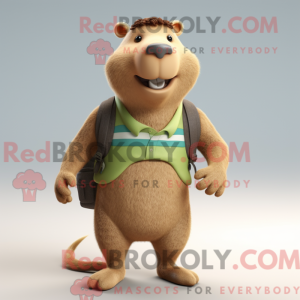 Beige Capybara maskot...