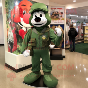 Forest Green Air Force Soldier mascot costume character dressed with a Rash Guard and Keychains