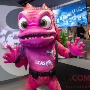 Pink Ceviche maskot kostume...