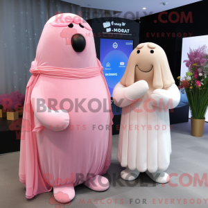 Roze Walrus-mascottekostuum...