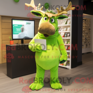 Limegrønn maskotdraktfigur...