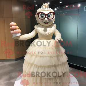 Cream Wedding Cake mascot...
