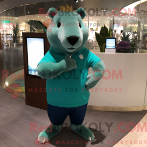 Blågrøn Capybara maskot...