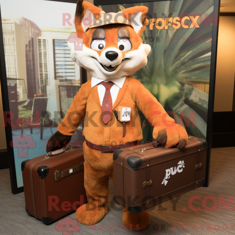 Fantasia de mascote Rust Fox com capa e pastas executivas - Mascotes da raposa - REBROKO_321264 - RedBrokoly.com