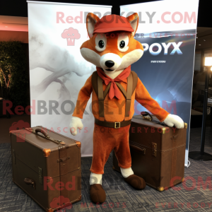 Fantasia de mascote Rust Fox com capa e pastas executivas - Mascotes da raposa - REBROKO_321266 - RedBrokoly.com