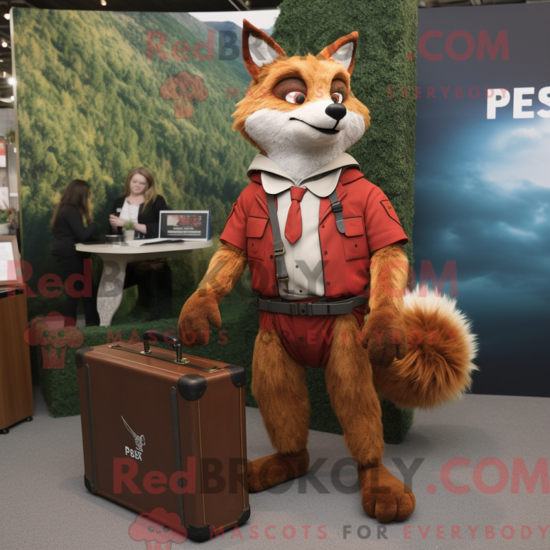 Fantasia de mascote Rust Fox com capa e pastas executivas - Mascotes da raposa - REBROKO_321267 - RedBrokoly.com
