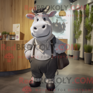 Grå ko maskot kostume...