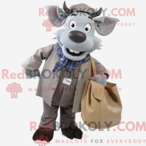 Grijze koe mascotte kostuum...