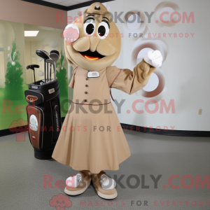 Tan Golf Bag mascot costume...