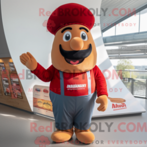 Fantasia de mascote Currywurst com macacão e chapéus - Mascotes Currywurst - REBROKO_321341 - RedBrokoly.com