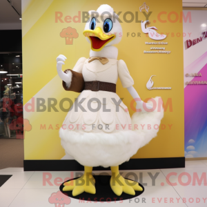 Crème zwaan-mascottekostuum...