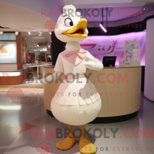 Crème zwaan-mascottekostuum...